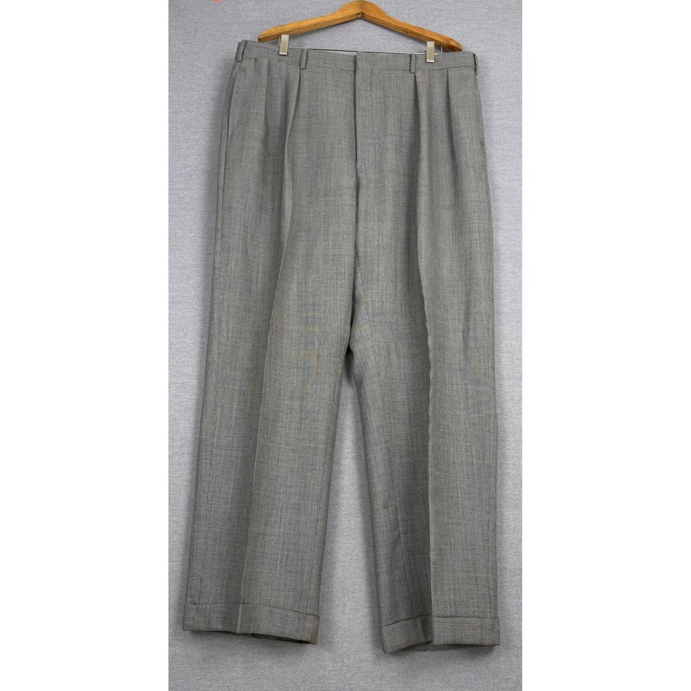Vintage Polo Ralph Lauren Pleated Dress Pants Grey Houndstooth 41x31.5 Cuffed